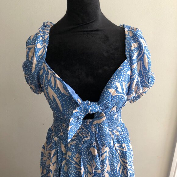 Band Of The Free Boho Blue & Beige Maxi Dress - Size Small, Chic & Flowing Style - Picture 5 of 10
